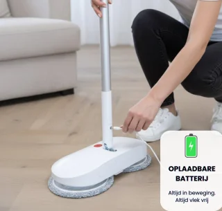 Voylà® Elektrische Dweil - 4 in 1 Elektrische Dweil - Elektrische Vloerreiniger - Zelfreinigingssysteem - Draadloos - Oplaadbaar - 60 min Accuduur - Perfect voor alle Vloertypen - Inclusief 2 gratis zelfreinigende pads en Waterdichte opbergtas