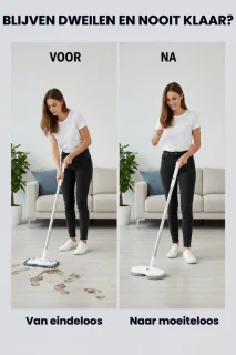 Voylà® Elektrische Dweil - 4 in 1 Elektrische Dweil - Elektrische Vloerreiniger - Zelfreinigingssysteem - Draadloos - Oplaadbaar - 60 min Accuduur - Perfect voor alle Vloertypen - Inclusief 2 gratis zelfreinigende pads en Waterdichte opbergtas