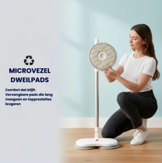 Voylà® Elektrische Dweil - 4 in 1 Elektrische Dweil - Elektrische Vloerreiniger - Zelfreinigingssysteem - Draadloos - Oplaadbaar - 60 min Accuduur - Perfect voor alle Vloertypen - Inclusief 2 gratis zelfreinigende pads en Waterdichte opbergtas