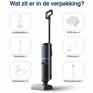 Samako Aqualis S1 - Stofzuiger met Dweilfunctie - 2-1 Vloerreiniger - Nat Droog Dweil Stofzuiger - Zelfreiniging en Droging - 35min accuduur
