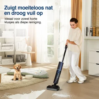 Samako Aqualis S1 - Stofzuiger met Dweilfunctie - 2-1 Vloerreiniger - Nat Droog Dweil Stofzuiger - Zelfreiniging en Droging - 35min accuduur