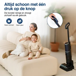 Samako Aqualis S1 - Stofzuiger met Dweilfunctie - 2-1 Vloerreiniger - Nat Droog Dweil Stofzuiger - Zelfreiniging en Droging - 35min accuduur