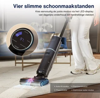 Samako Aqualis S1 - Stofzuiger met Dweilfunctie - 2-1 Vloerreiniger - Nat Droog Dweil Stofzuiger - Zelfreiniging en Droging - 35min accuduur