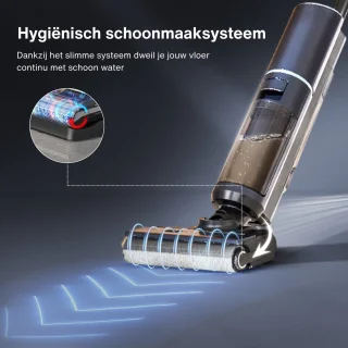 Samako Aqualis S1 - Stofzuiger met Dweilfunctie - 2-1 Vloerreiniger - Nat Droog Dweil Stofzuiger - Zelfreiniging en Droging - 35min accuduur