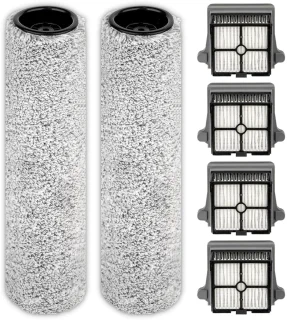 Vervangende Borstelrollen en HEPA-filters - Geschikt voor natte en droge stofzuiger - Set van 2 borstelrollen en 4 filters