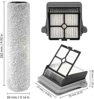 Vervangende Borstelrollen en HEPA-filters - Geschikt voor natte en droge stofzuiger - Set van 2 borstelrollen en 4 filters