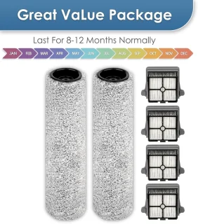 Vervangende Borstelrollen en HEPA-filters - Geschikt voor natte en droge stofzuiger - Set van 2 borstelrollen en 4 filters