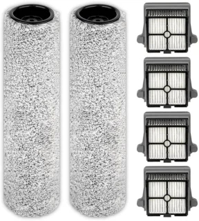 Vervangende Borstelrollen en HEPA-filters - Geschikt voor natte en droge stofzuiger - Set van 2 borstelrollen en 4 filters