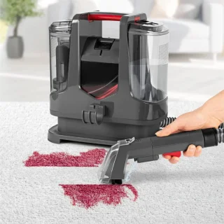 Krachtige Nat En Droog Stofzuiger - Tapijt En Bekleding Reiniger - Waszuiger Voor Grondige Reiniging - Effectieve Schoonmaak Van Tapijten - Autostoelen En Stoffen Meubels - Antraciet Rood