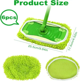 Creatieve Mop Slippers - 6 Stuks Herbruikbare Microfiber Vloerdoeken voor Efficiënt Schoonmaken in Badkamer en Keuken