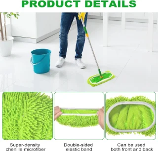 Creatieve Mop Slippers - 6 Stuks Herbruikbare Microfiber Vloerdoeken voor Efficiënt Schoonmaken in Badkamer en Keuken