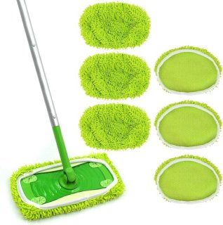 Creatieve Mop Slippers - 6 Stuks Herbruikbare Microfiber Vloerdoeken voor Efficiënt Schoonmaken in Badkamer en Keuken review