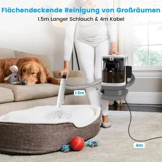 Tapijtreiniger & Natzuiger 450W – 12 KPa Waszuiger met Dierenhaarborstel – Gestoffeerde Reiniger voor Bank, Tapijt, Autostoelen & Bekleding