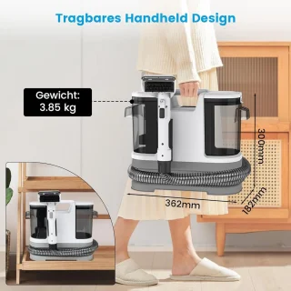 Tapijtreiniger & Natzuiger 450W – 12 KPa Waszuiger met Dierenhaarborstel – Gestoffeerde Reiniger voor Bank, Tapijt, Autostoelen & Bekleding