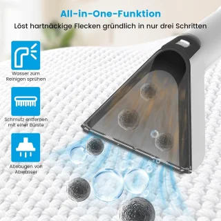Tapijtreiniger & Natzuiger 450W – 12 KPa Waszuiger met Dierenhaarborstel – Gestoffeerde Reiniger voor Bank, Tapijt, Autostoelen & Bekleding