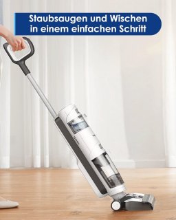 Wat vinden we goed aan de Draadloze vloerreiniger met zelfreiniging en extra borstels - Licht en draagbaar voor harde vloeren