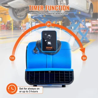 Vloerblazer 1400 RPM - Luchtverplaatser Vloerdroger - 4000 CFM - 3 Snelheden - 3 Hoekinstellingen - Timer 3 Uur - Droog & Koel - Voor Tapijt, Garage & Werkplaats - Efficiënt & Compact