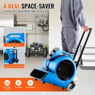 Vloerblazer 1400 RPM - Luchtverplaatser Vloerdroger - 4000 CFM - 3 Snelheden - 3 Hoekinstellingen - Timer 3 Uur - Droog & Koel - Voor Tapijt, Garage & Werkplaats - Efficiënt & Compact