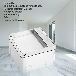 Floor Exhaust Kit, 16A AC250V Stainless Steel Floor Sockets Recessed Floor Outlet with Dual EU Standard Sockets, Floor Outlet Box Floor Plugs for Power Outlets