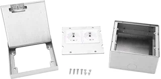 Floor Exhaust Kit, 16A AC250V Stainless Steel Floor Sockets Recessed Floor Outlet with Dual EU Standard Sockets, Floor Outlet Box Floor Plugs for Power Outlets
