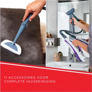 Vaporetto SV440_Double Stoomdweil met Handstoomreiniger en Vaporforce-Borstel - 15-in-1 Functie - Doodt tot 99,9% van Virusdeeltjes Ziektekiemen En Bacteriën - 1500W - 0,3L - Paars