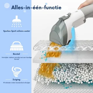 Waszuiger Tapijtreiniger En Vlekkenreiniger – 450 W Draagbare Natdroogzuiger Met 6 Accessoires – Krachtige Bekledingsreiniger Voor Tapijten, Kussens, Trappen, Auto En Bank