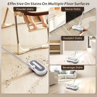 Elektrische Dweil – Dubbele Roterende Mop – Snoerloos – Met Watersproeier, LED-Koplamp & Verstelbare Steel – Voor Houten Vloeren, Tegels & Marmer - TELEO
