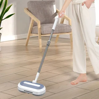 Elektrische Dweil – Dubbele Roterende Mop – Snoerloos – Met Watersproeier, LED-Koplamp & Verstelbare Steel – Voor Houten Vloeren, Tegels & Marmer - TELEO