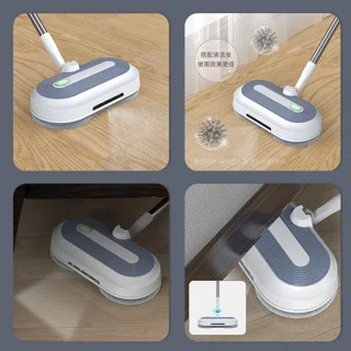 Elektrische Dweil – Dubbele Roterende Mop – Snoerloos – Met Watersproeier, LED-Koplamp & Verstelbare Steel – Voor Houten Vloeren, Tegels & Marmer - TELEO