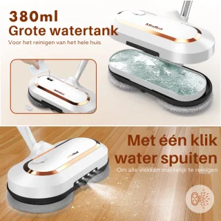 Elektrische Dweil - Oplaadbaar & Draadloos - In Hoogte Verstelbaar - Dweilsysteem - Dweilmachine - Dweilapparaat - Vloerwisser - Vloerreiniger - Vloermop - Mop - Schoonmaakborstel