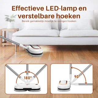 Elektrische Dweil - Oplaadbaar & Draadloos - In Hoogte Verstelbaar - Dweilsysteem - Dweilmachine - Dweilapparaat - Vloerwisser - Vloerreiniger - Vloermop - Mop - Schoonmaakborstel