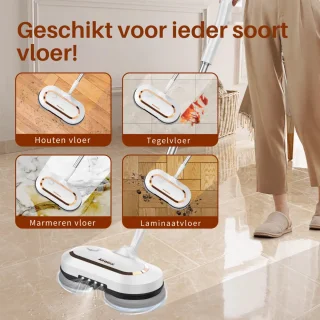 Elektrische Dweil - Oplaadbaar & Draadloos - In Hoogte Verstelbaar - Dweilsysteem - Dweilmachine - Dweilapparaat - Vloerwisser - Vloerreiniger - Vloermop - Mop - Schoonmaakborstel