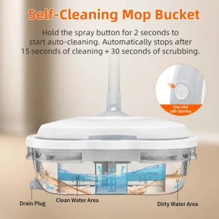 CYRO - Elektrische dweil - Vloerreiniger - Stoomreiniger - Elektrische spin mop met emmer - vloerreiniger draadloos - Zelfreinigende emmer - 250ML watertank - 800W - 1 uur batterij - heroplaadbaar