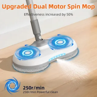 CYRO - Elektrische dweil - Vloerreiniger - Stoomreiniger - Elektrische spin mop met emmer - vloerreiniger draadloos - Zelfreinigende emmer - 250ML watertank - 800W - 1 uur batterij - heroplaadbaar