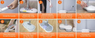 CYRO - Elektrische dweil - Vloerreiniger - Stoomreiniger - Elektrische spin mop met emmer - vloerreiniger draadloos - Zelfreinigende emmer - 250ML watertank - 800W - 1 uur batterij - heroplaadbaar