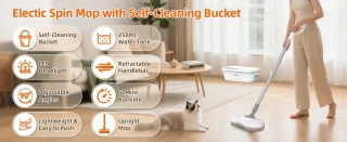 CYRO - Elektrische dweil - Vloerreiniger - Stoomreiniger - Elektrische spin mop met emmer - vloerreiniger draadloos - Zelfreinigende emmer - 250ML watertank - 800W - 1 uur batterij - heroplaadbaar