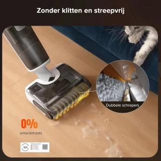 Draadloze all-in-one nat-droogstofzuiger - 20.000 Pa krachtige vloerreiniger met zelfreiniging en drogen