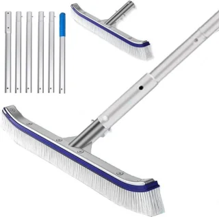 Allecta Handmatige zwembadreinigingsborstel 43 cm met telescoopstang 2,1 m