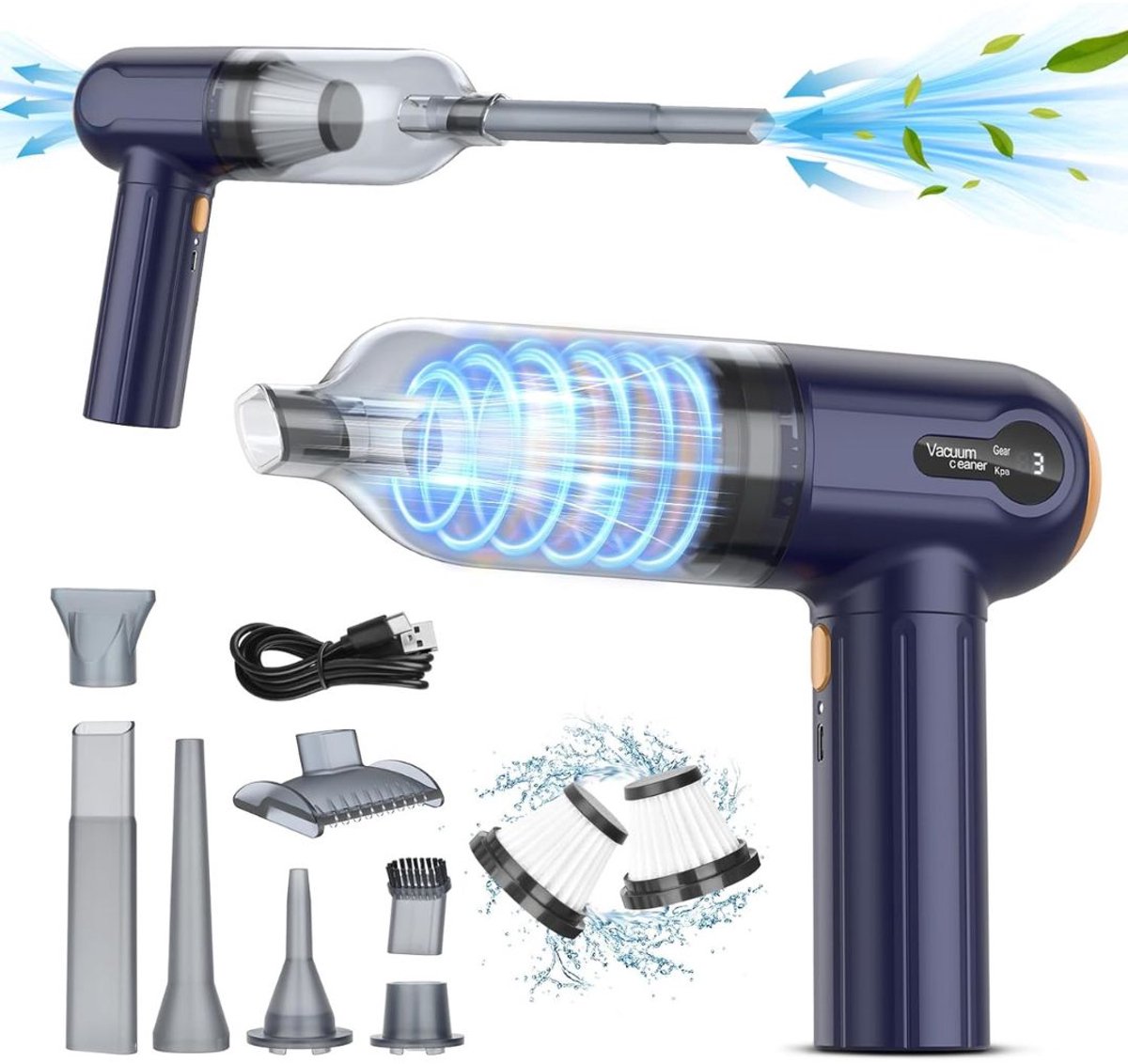 De ApexArte Draagbare Tapijt- en Bankreiniger Donkerblauw in één oogopslag