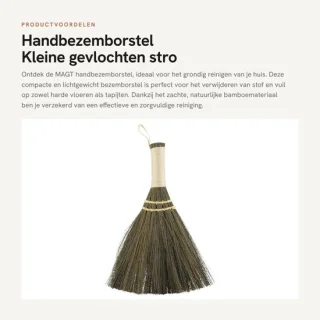 Dailygoods handbezemborstel kleine gevlochten stro bamboe zilver