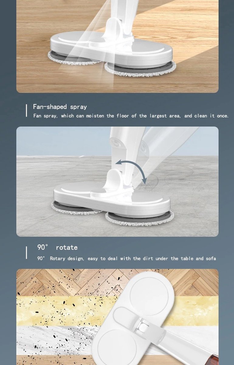 Wat vinden we goed aan de Elektrische dweil 360 graden nat en droog wit
