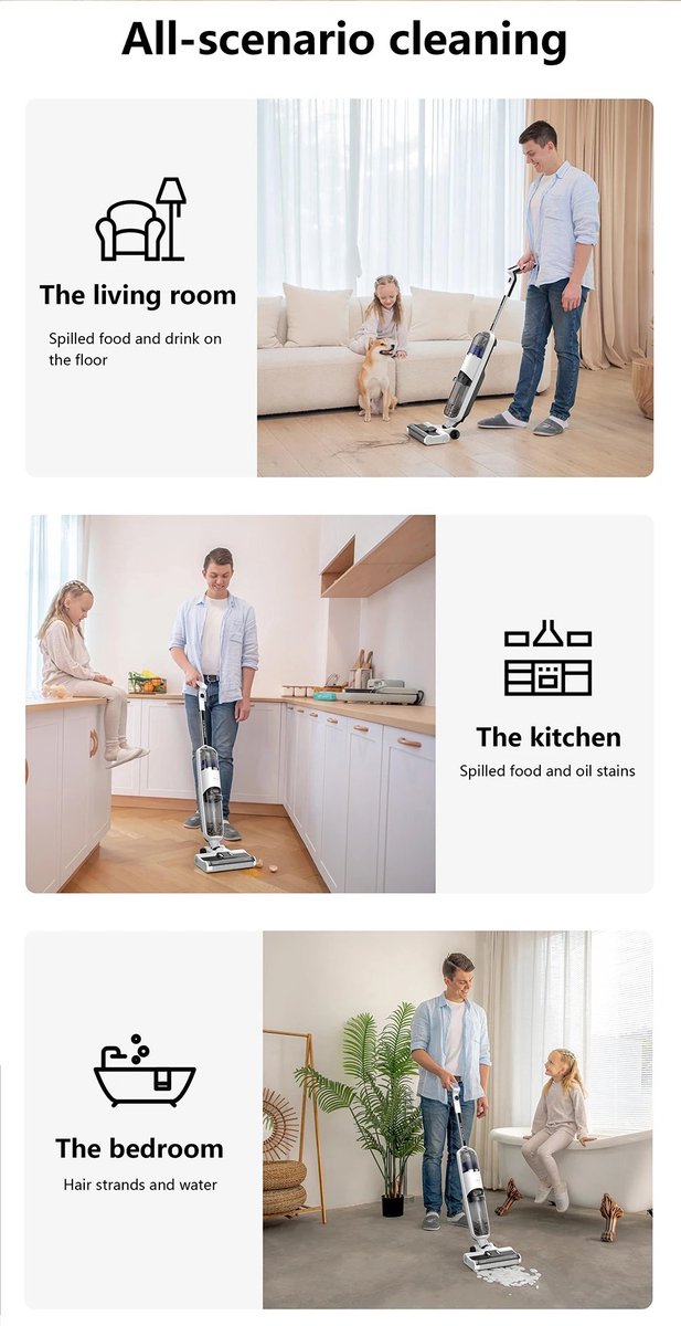 Wat vinden we goed aan de Hybride Dweilstofzuiger Vloerreiniger Draadloos 2-in-1