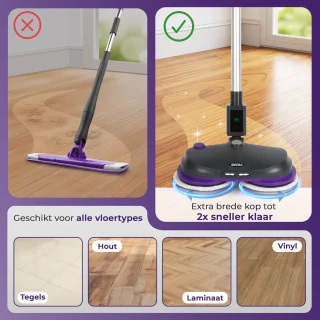 IDEEBO Elektrische Dweil Vloermop Draadloos