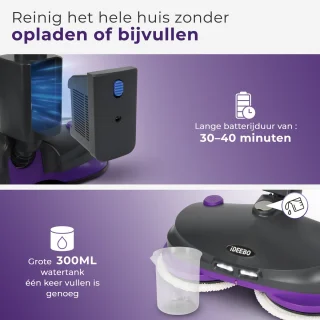 IDEEBO Elektrische Dweil Vloermop Draadloos