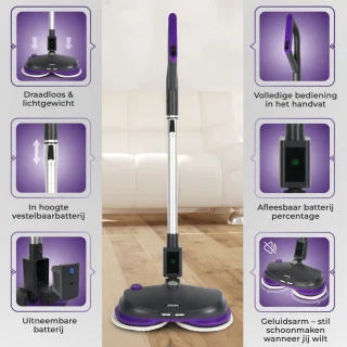 IDEEBO Elektrische Dweil Vloermop Draadloos