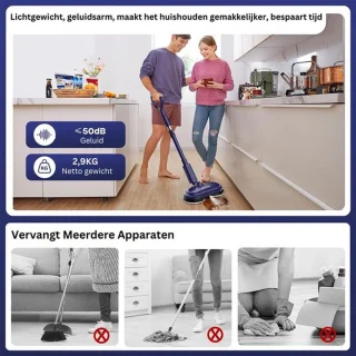 Luxe Elektrische Dweil Roterende Draadloze Mop Blauw