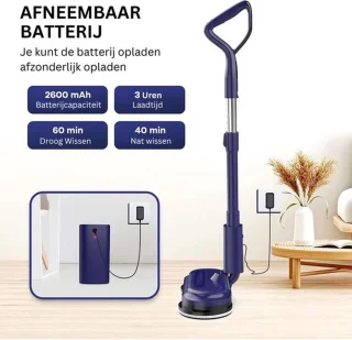 Luxe Elektrische Dweil Roterende Draadloze Mop Blauw