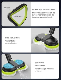 Luxe Elektrische Mop 3200mAh Zwart/Groen
