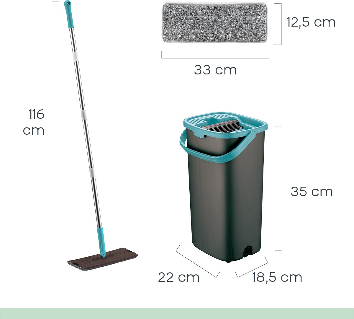 Wat vinden we goed aan de Orange Donkey Compact Flat Mop 10L Emmer met Wringer Blauw/Zwart