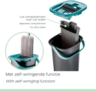Orange Donkey Compact Flat Mop 10L Emmer met Wringer Blauw/Zwart